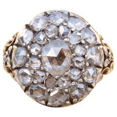 Seltener georgianischer Rokoko-Diamant-Cluster-Ring im Rosenschliff aus dem 18. Jahrhundert, um 1760 