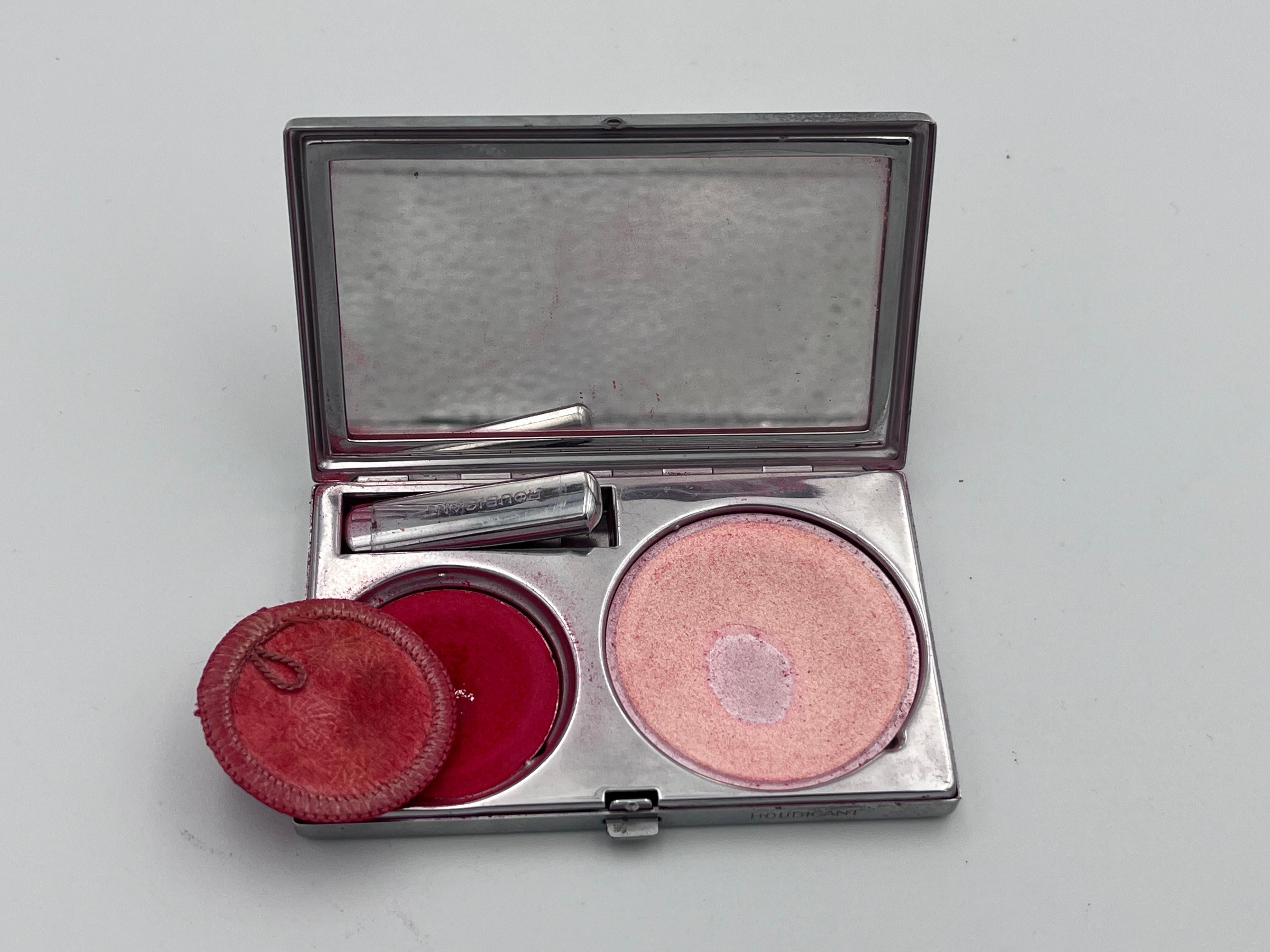 Scarce 1931 Houbigant Art Deco Triple Compact Vanity in Orange Yellow and Black For Sale 3