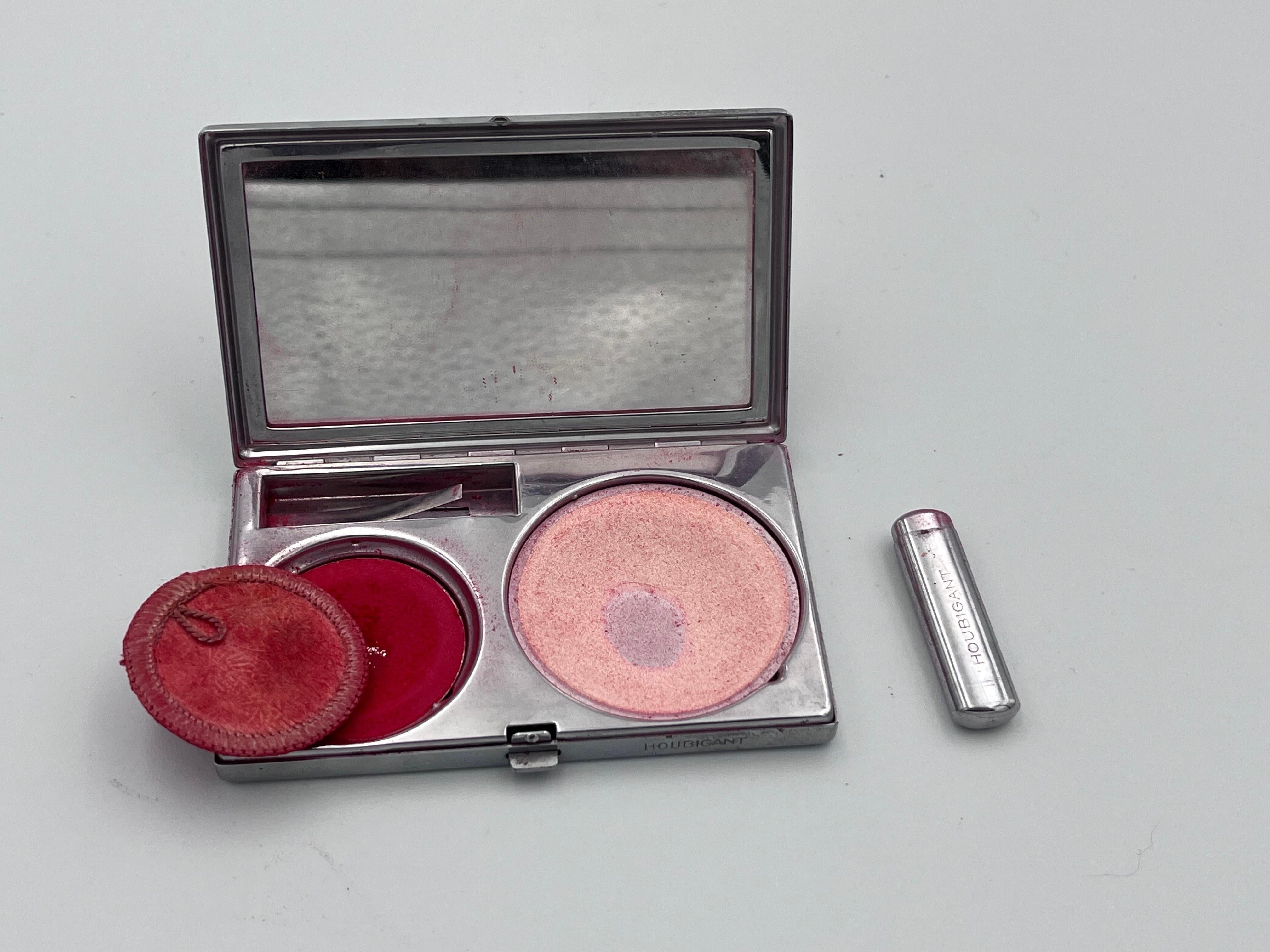 Scarce 1931 Houbigant Art Deco Triple Compact Vanity in Orange Yellow and Black For Sale 4