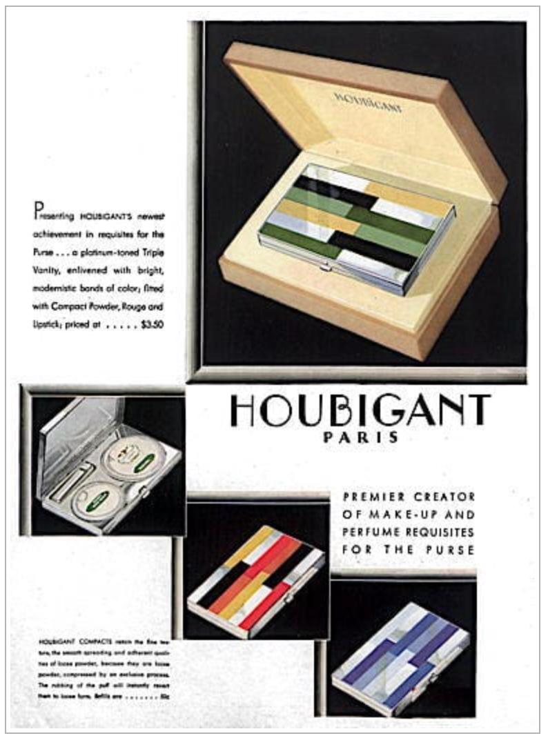 Scarce 1931 Houbigant Art Deco Triple Compact Vanity in Orange Yellow and Black For Sale 6