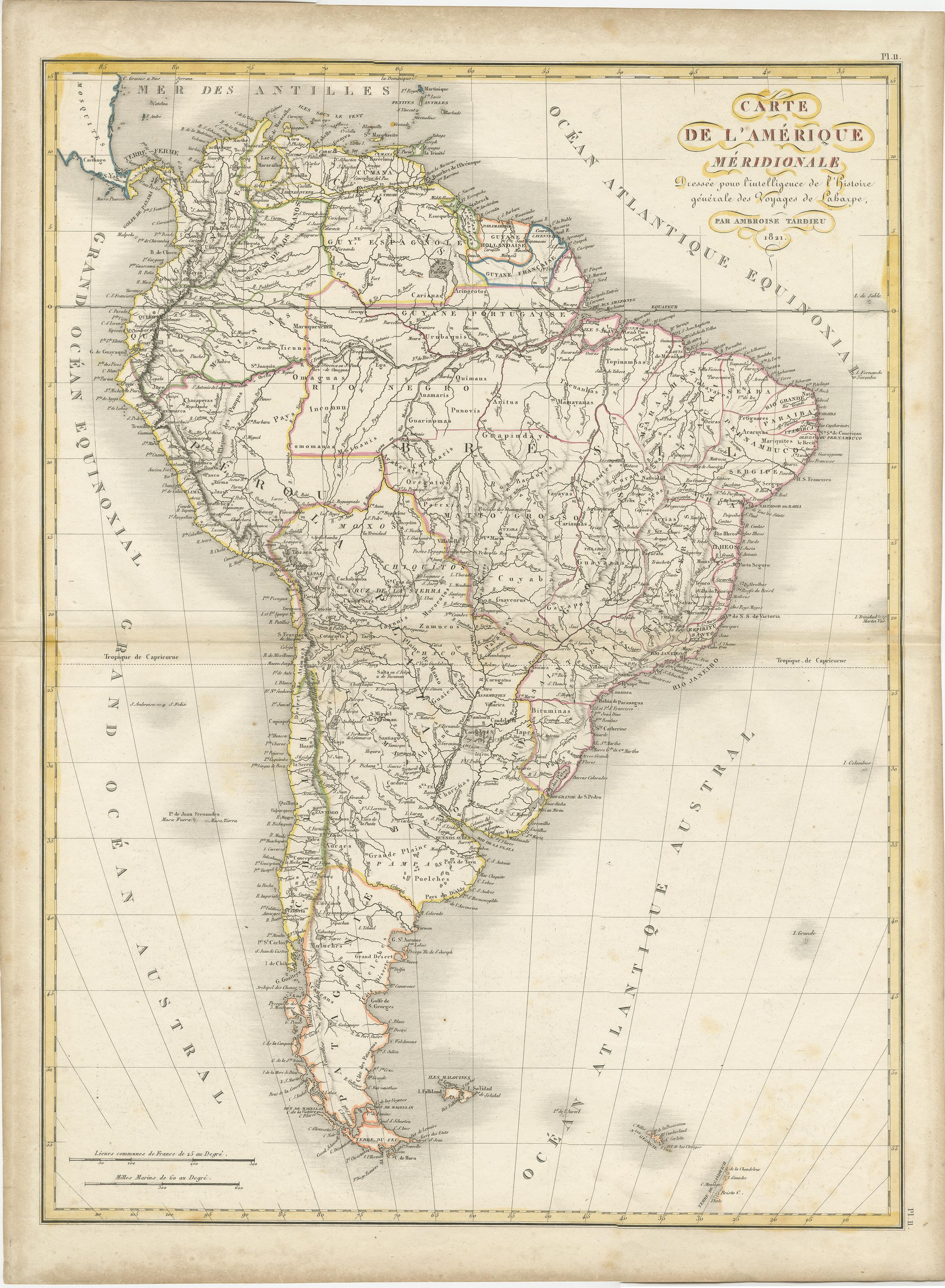 Seltene antike Karte von Südamerika (19. Jahrhundert) im Angebot