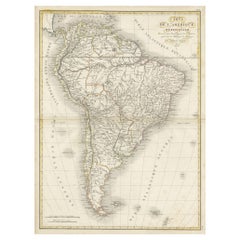 Rare carte ancienne d'Amérique du Sud