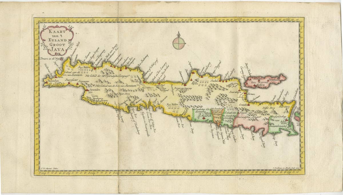 Scarce Antique Map of the Island of Java, Indonesia