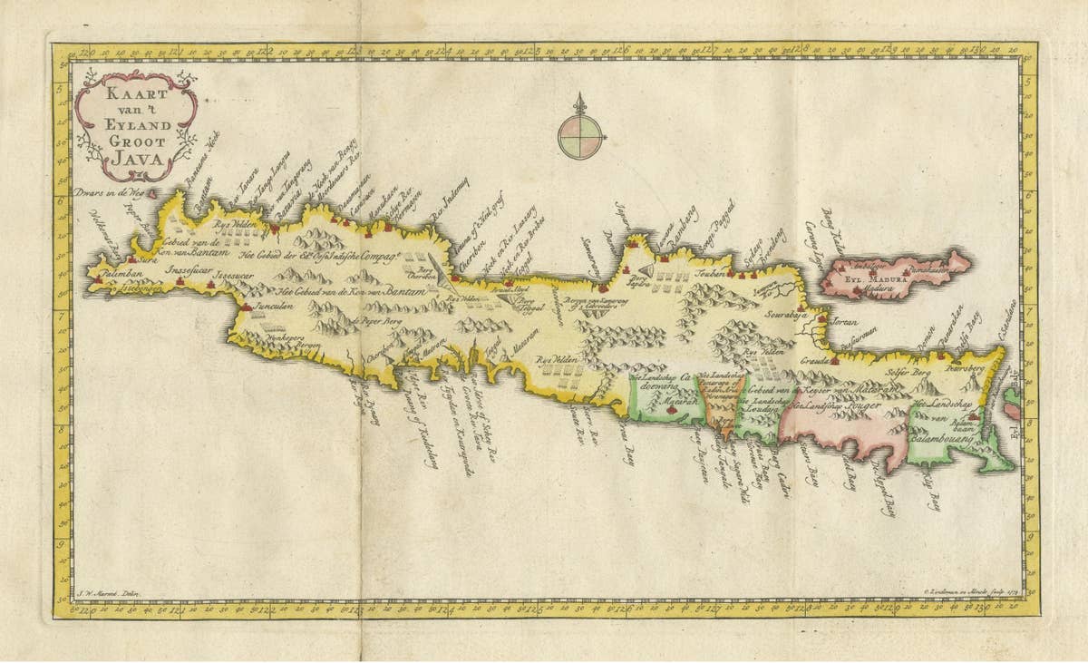 Scarce Antique Map of the Island of Java, Indonesia