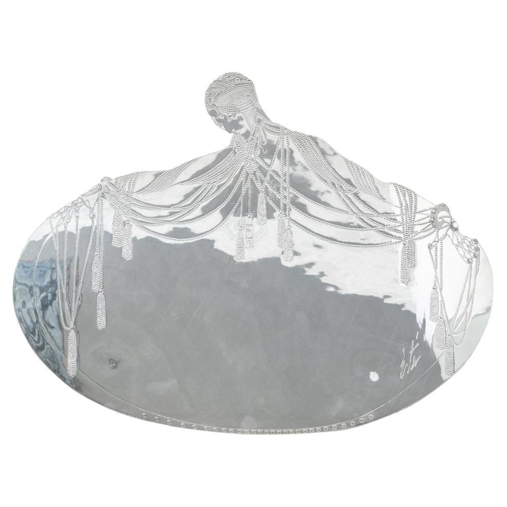 Scarce Art Deco Style Erte Silverplate Footed Tray