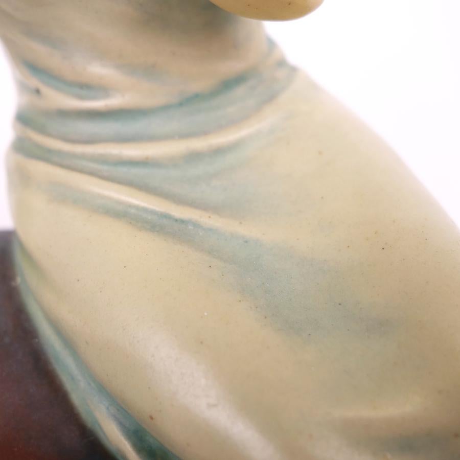 Hand-Painted Scarce Bernard Bloch Faience Art Nouveau Figural Tray Amphora, No Crazing 1915