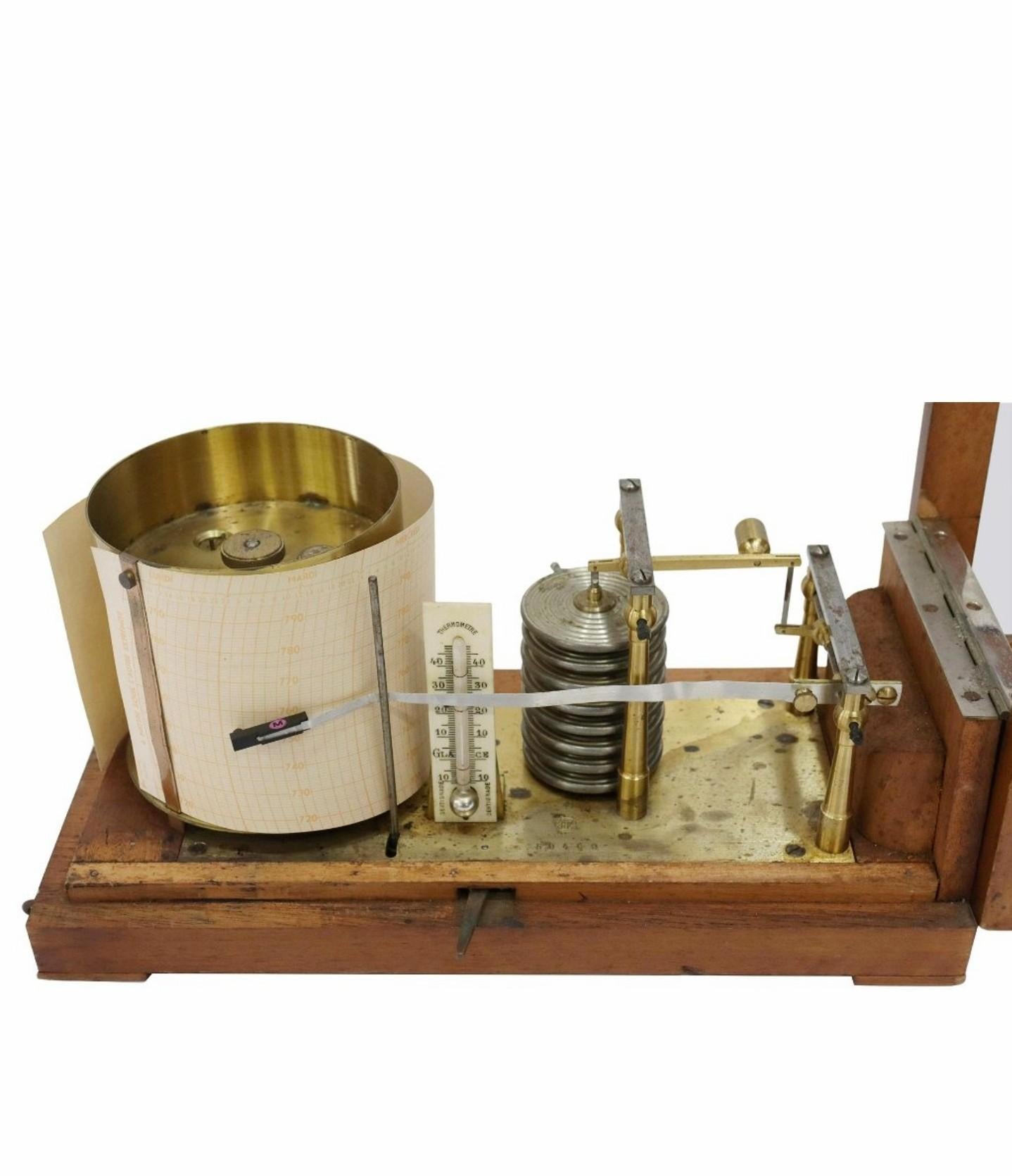 Scarce Early 20th Century French Richard Jules Mahogany Cased Barograph For Sale 1