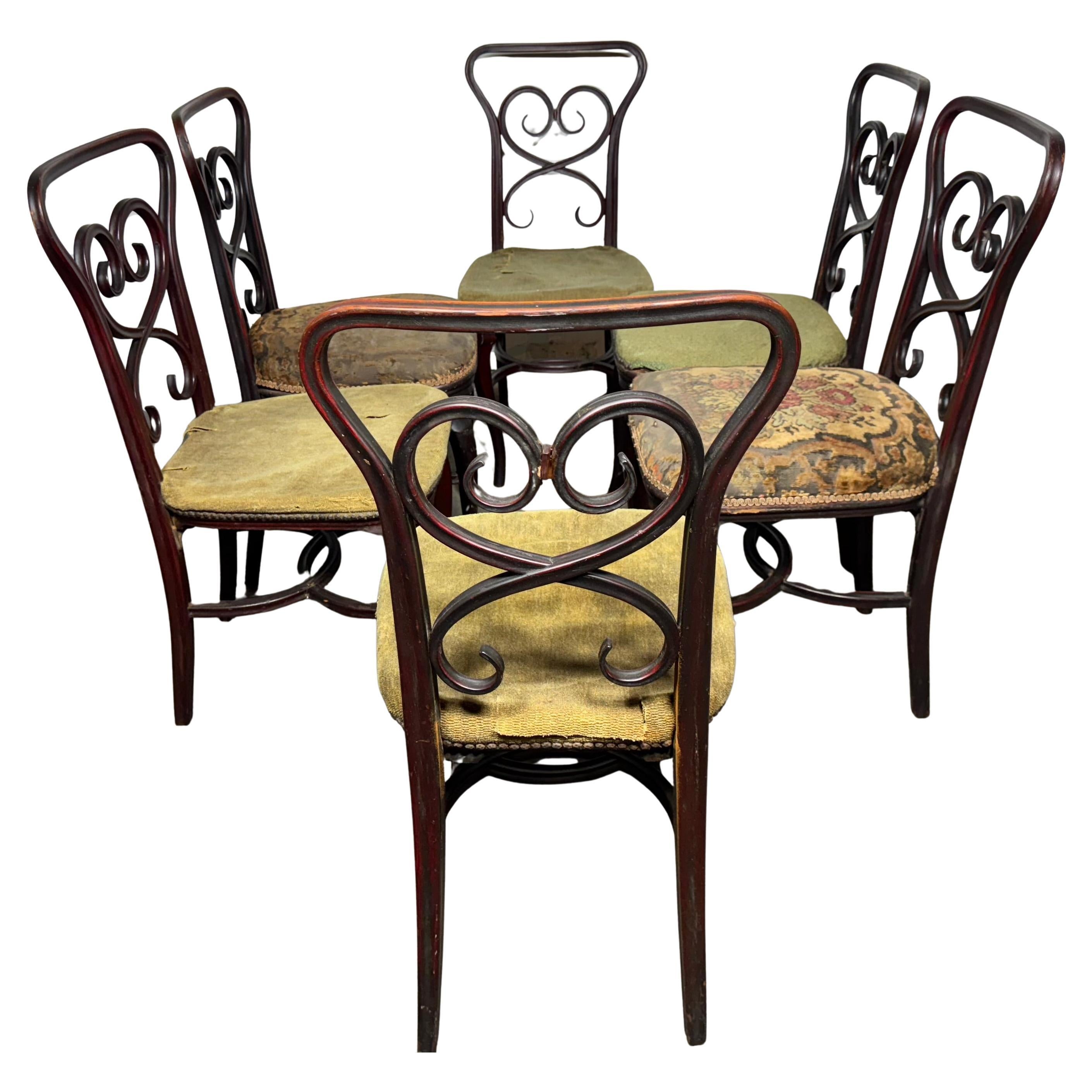 Scarce early set (6) Bentwood Bistro/Cafe' Chairs.  by Michael Thonet