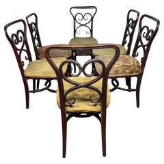Seltener früher Satz (6) Bistro-/Kafe'-Stühle aus Bugholz.  von Michael Thonet