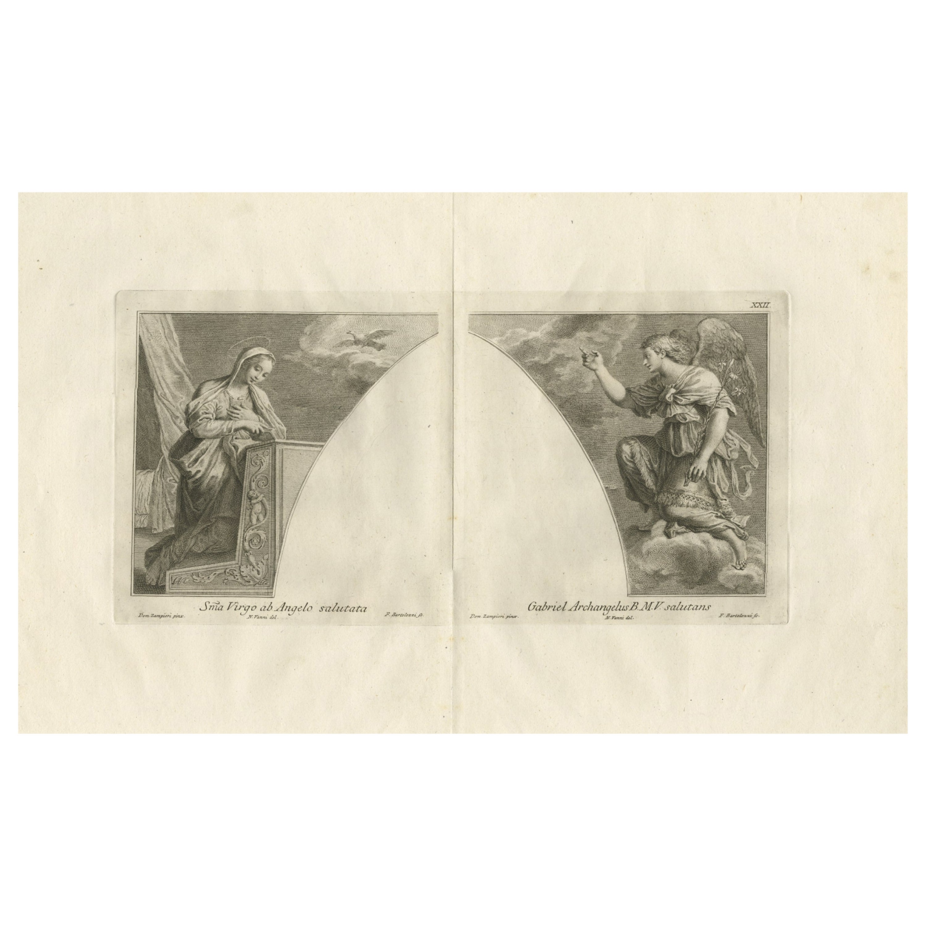 Scarsa lastra incisa raffigurante la Santa Vergine e l'Arcangelo Gabriele, 1762