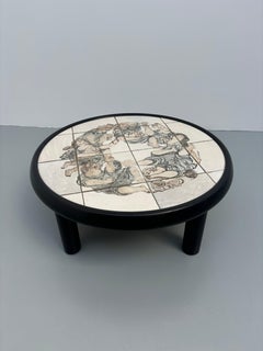 Seltener figurativer Couchtisch von Roger Capron und Raymond Peynet