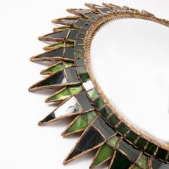 Scarce Green "Soleil à pointes" Convex Mirror by Line Vautrin 'France'