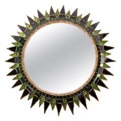 Scarce Green "Soleil à pointes" Convex Mirror by Line Vautrin 'France'