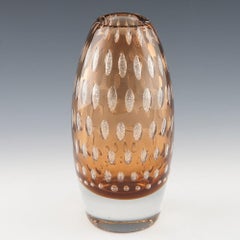 Scarce Harrach Amber Mica Frit Glass Vase By Milan Metelak 1968