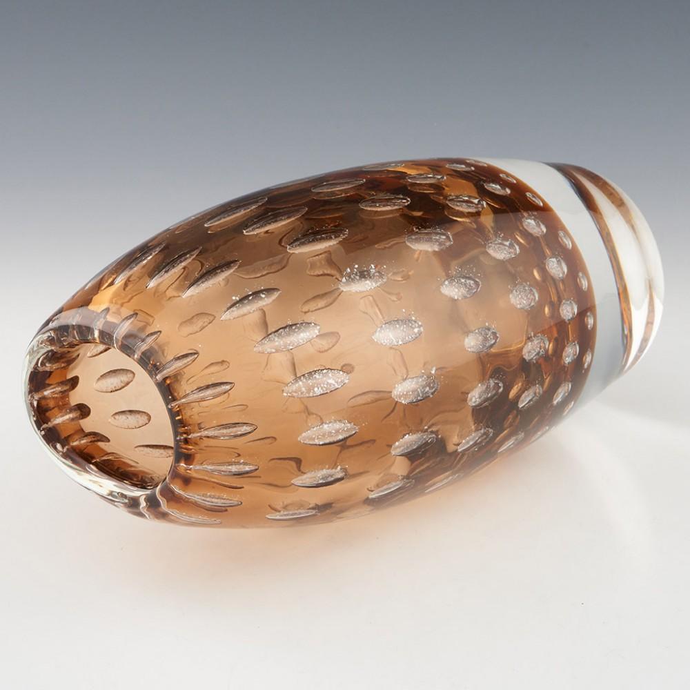 Czech Scarce Harrach Amber Mica Frit Glass Vase By Milan Metelak 1968 For Sale