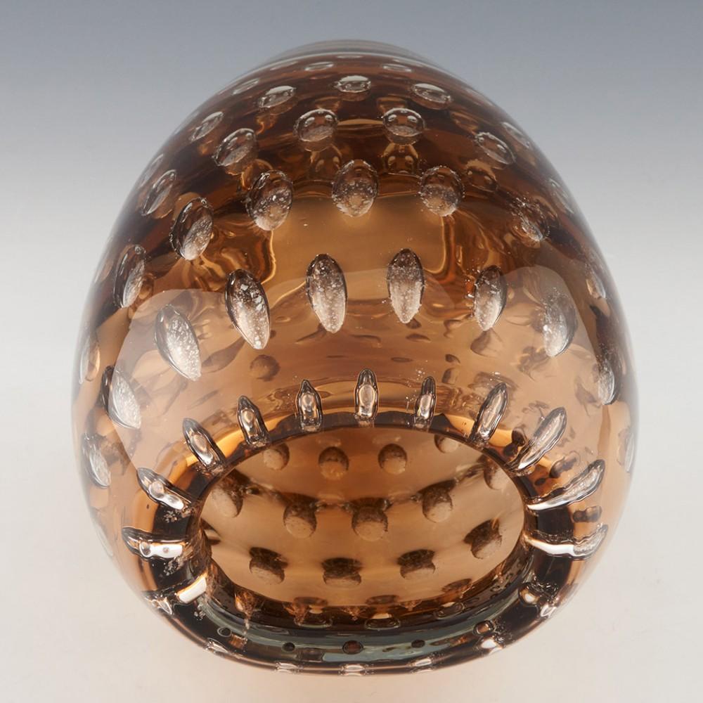 Mid-20th Century Scarce Harrach Amber Mica Frit Glass Vase By Milan Metelak 1968 For Sale