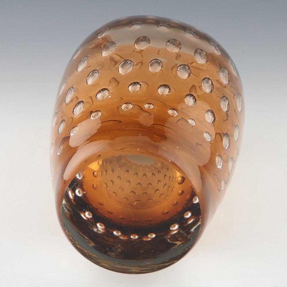 Art Glass Scarce Harrach Amber Mica Frit Glass Vase By Milan Metelak 1968 For Sale