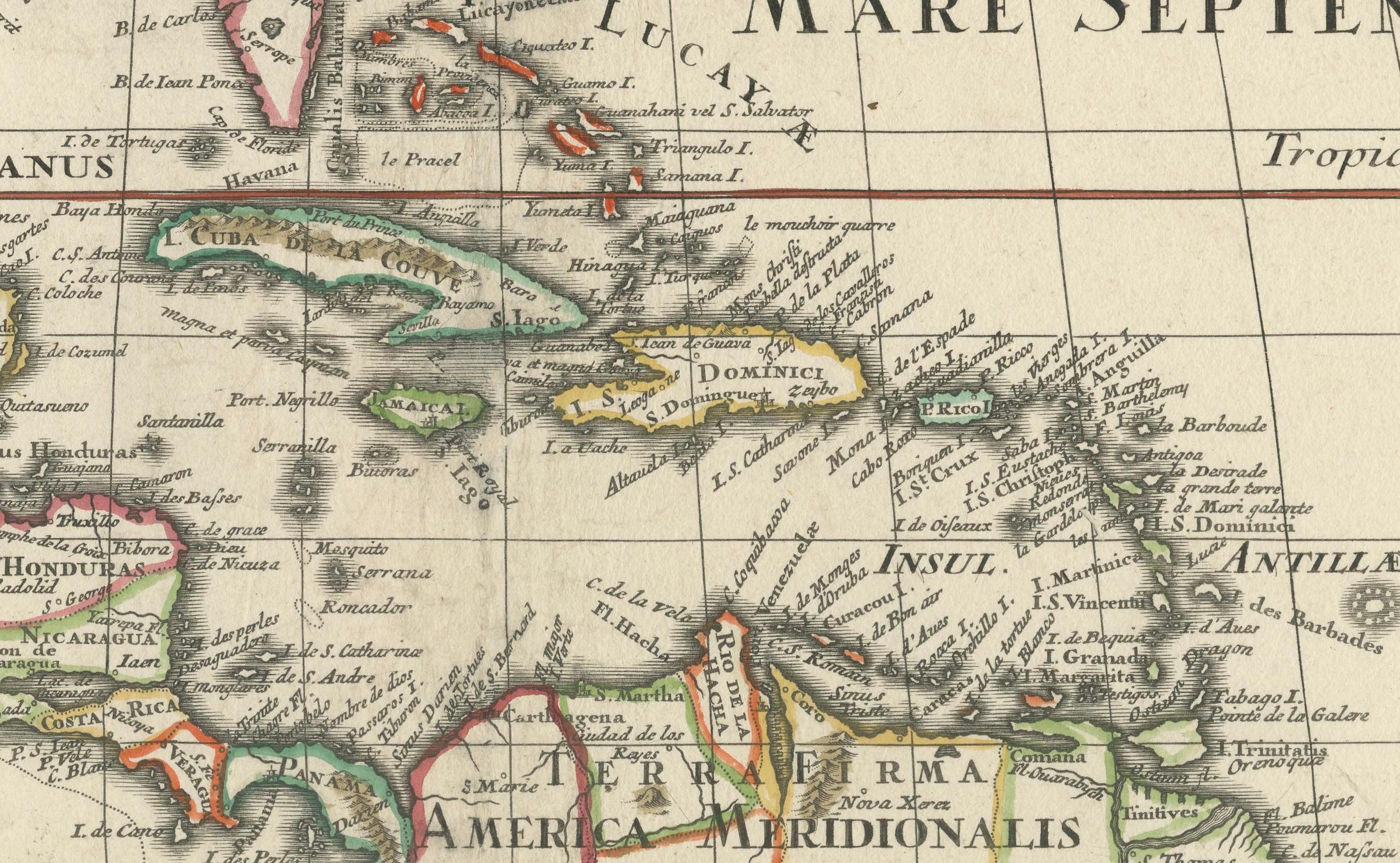 Début du XVIIIe siècle Rare édition latine de Guillaume Delisle's 1700 Map of North America en vente