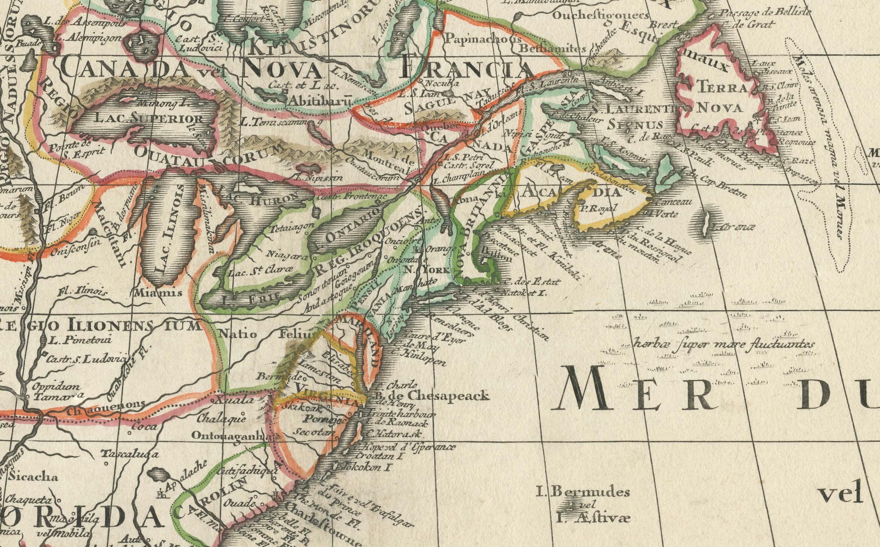Papier Rare édition latine de Guillaume Delisle's 1700 Map of North America en vente