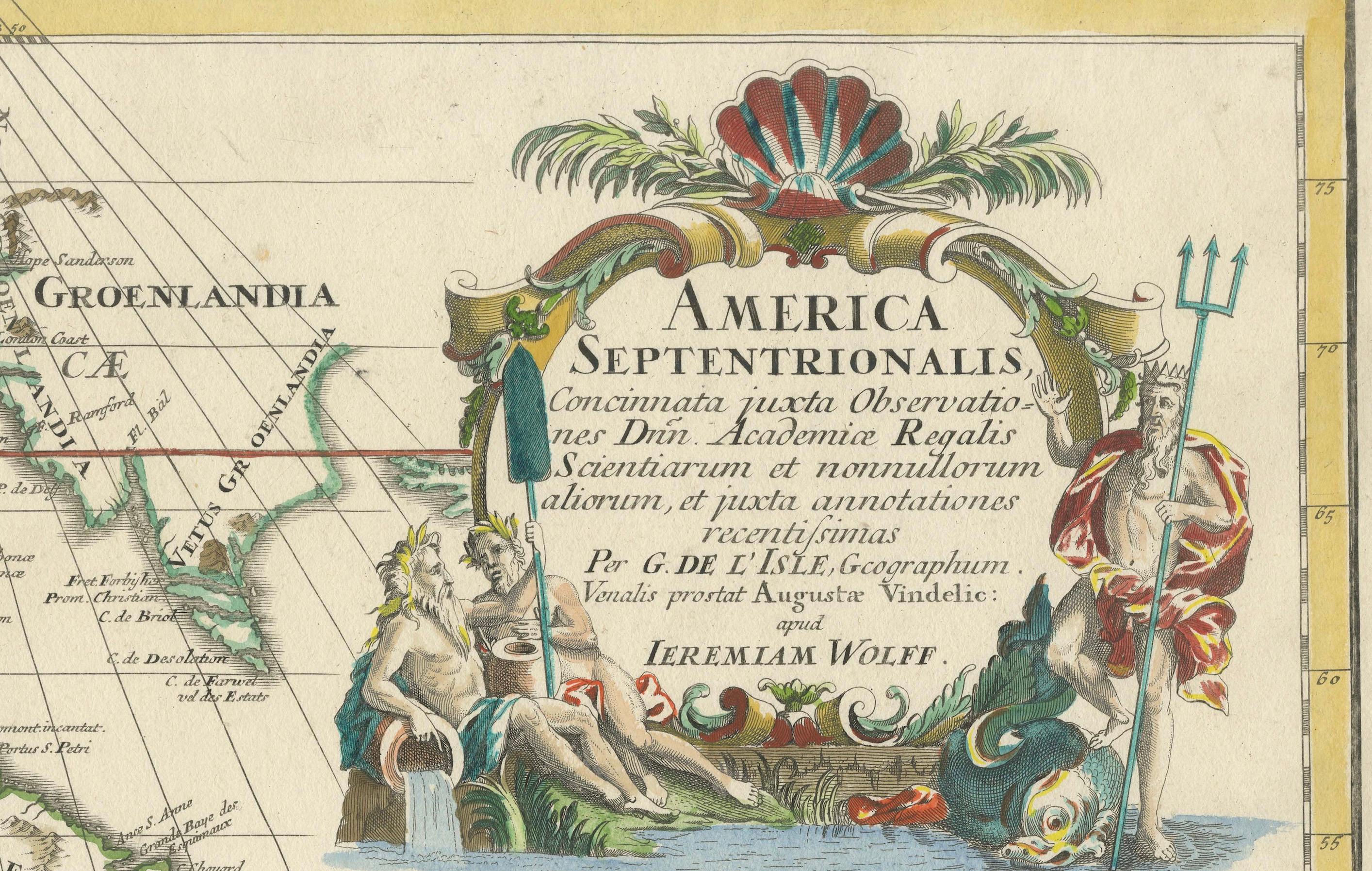 Rare édition latine de Guillaume Delisle's 1700 Map of North America en vente 1