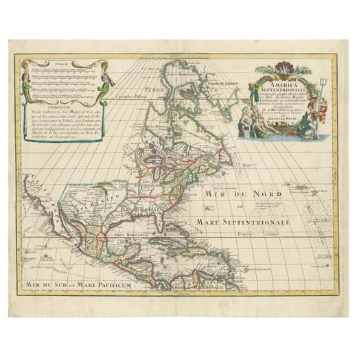 Scarce Latin Edition of Guillaume Delisle's 1700 Map of North America