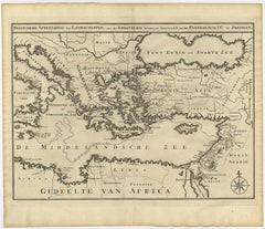 Scarce Map of the Mediterranean and Parts of Europe, Africa & Middle East, 1725
