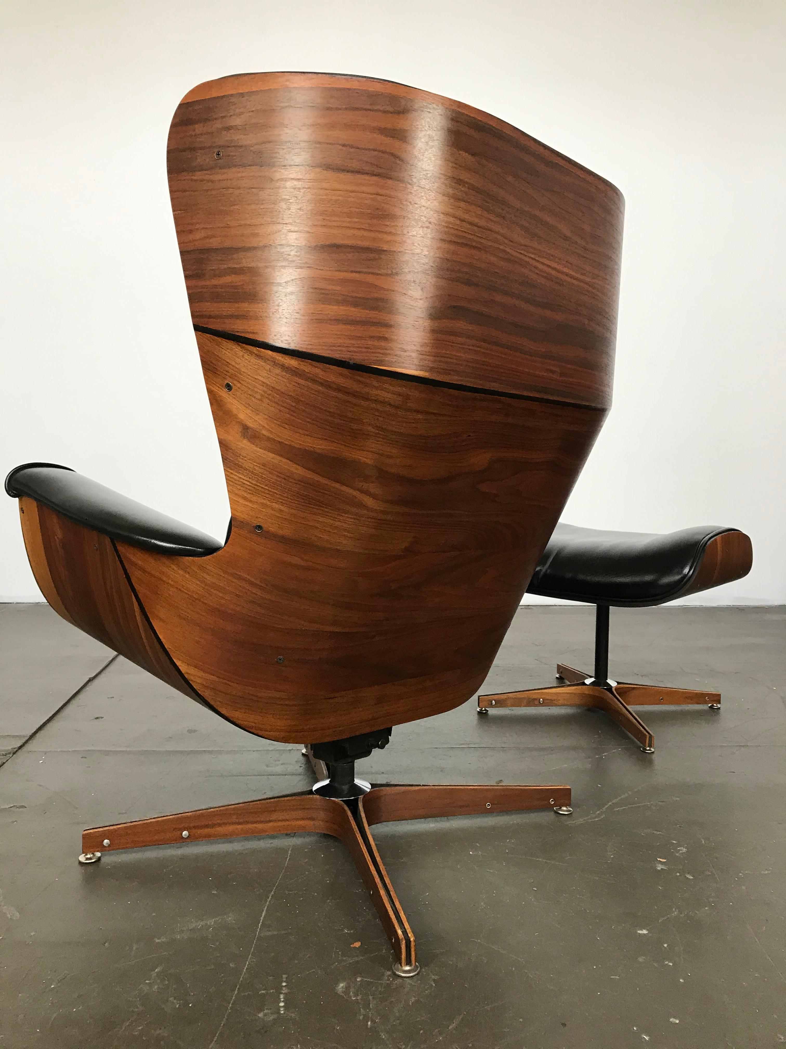 Mid-20th Century Scarce 'Mr. Chair' Lounge and Ottoman by George Mulhauser for Plycraft