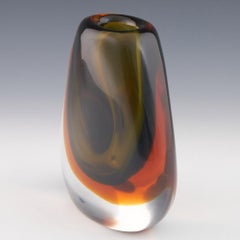 Scarce Moser Ovoid Green and Amber Sommerso Vase Central Join, 1967