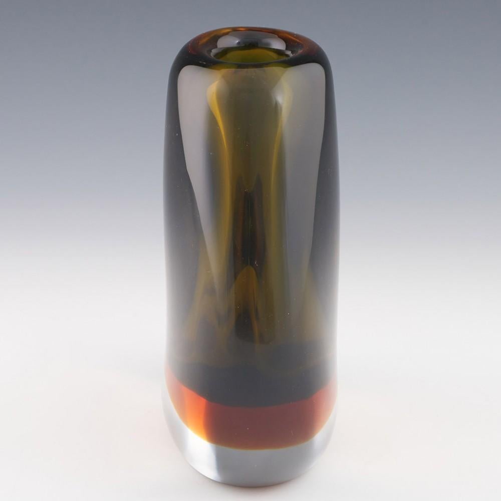 Czech Scarce Moser Ovoid Green and Amber Sommerso Vase Central Join, 1967 For Sale