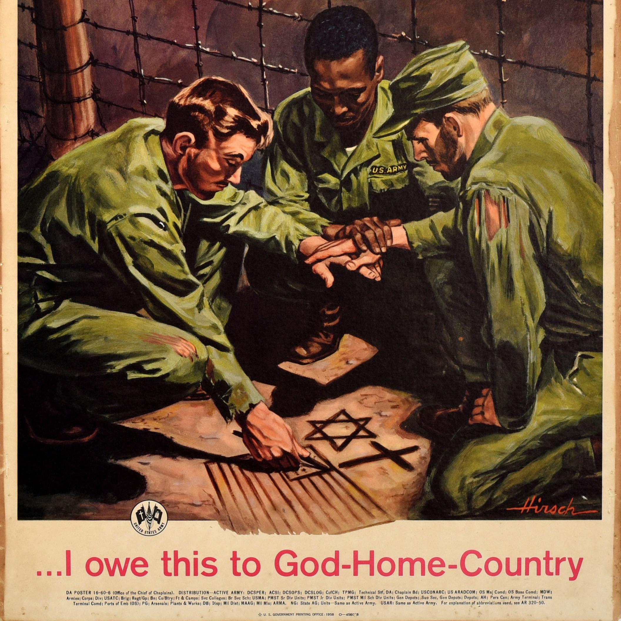 Scarce Original Vintage Military Propaganda Poster Multiracial POW WWII US Army In Fair Condition For Sale In London, GB