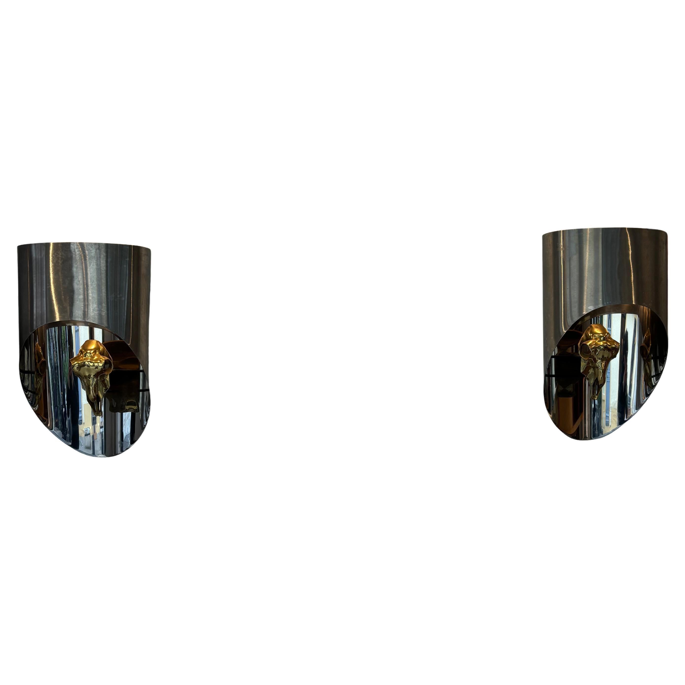 Escaso par de apliques Bucranes de Maria Pergay