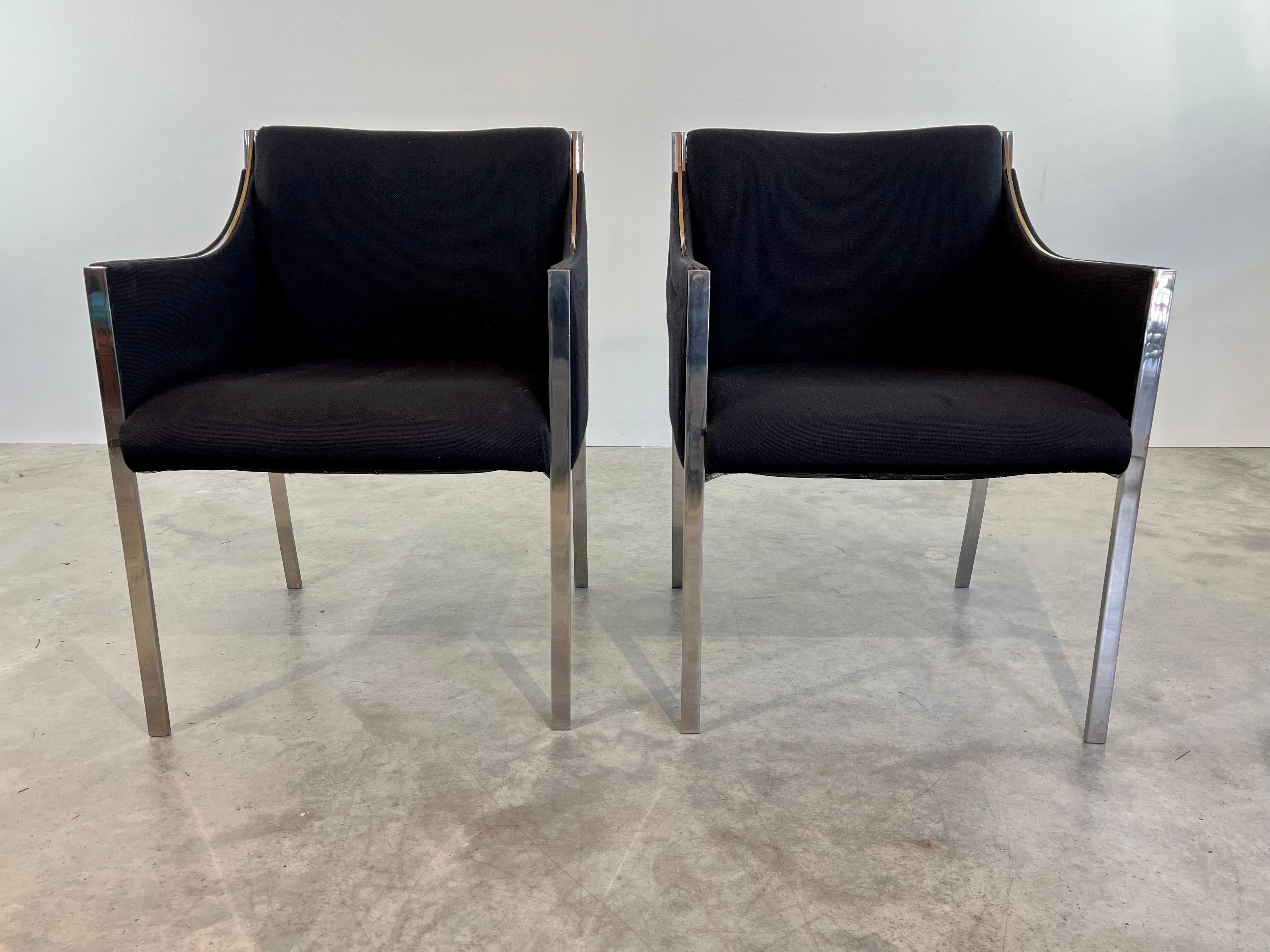 Mid-Century Modern Scarce Pair of Jens Risom Sculptural Chromed Steel Lounge Chairs For Sale