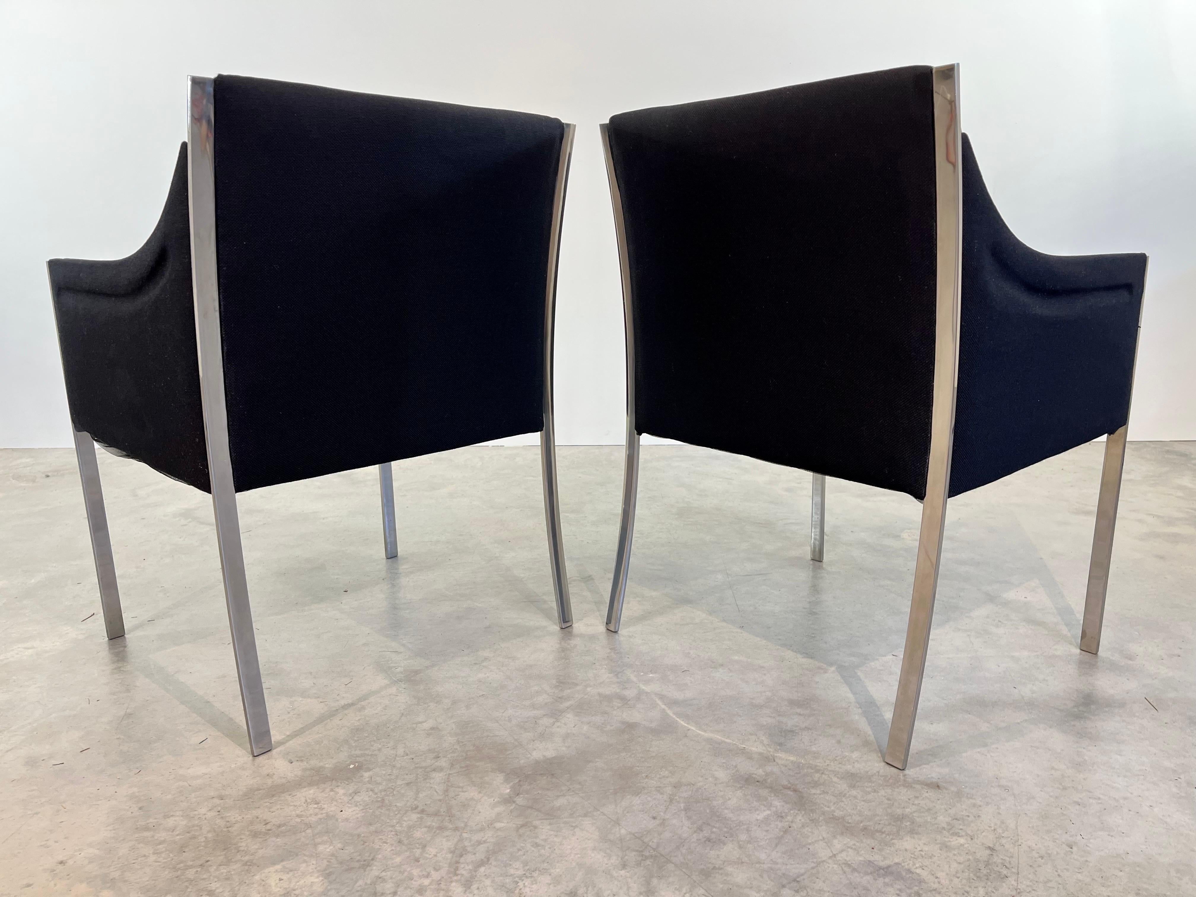 Scarce Pair of Jens Risom Sculptural Chromed Steel Lounge Chairs In Good Condition For Sale In Southampton, NJ