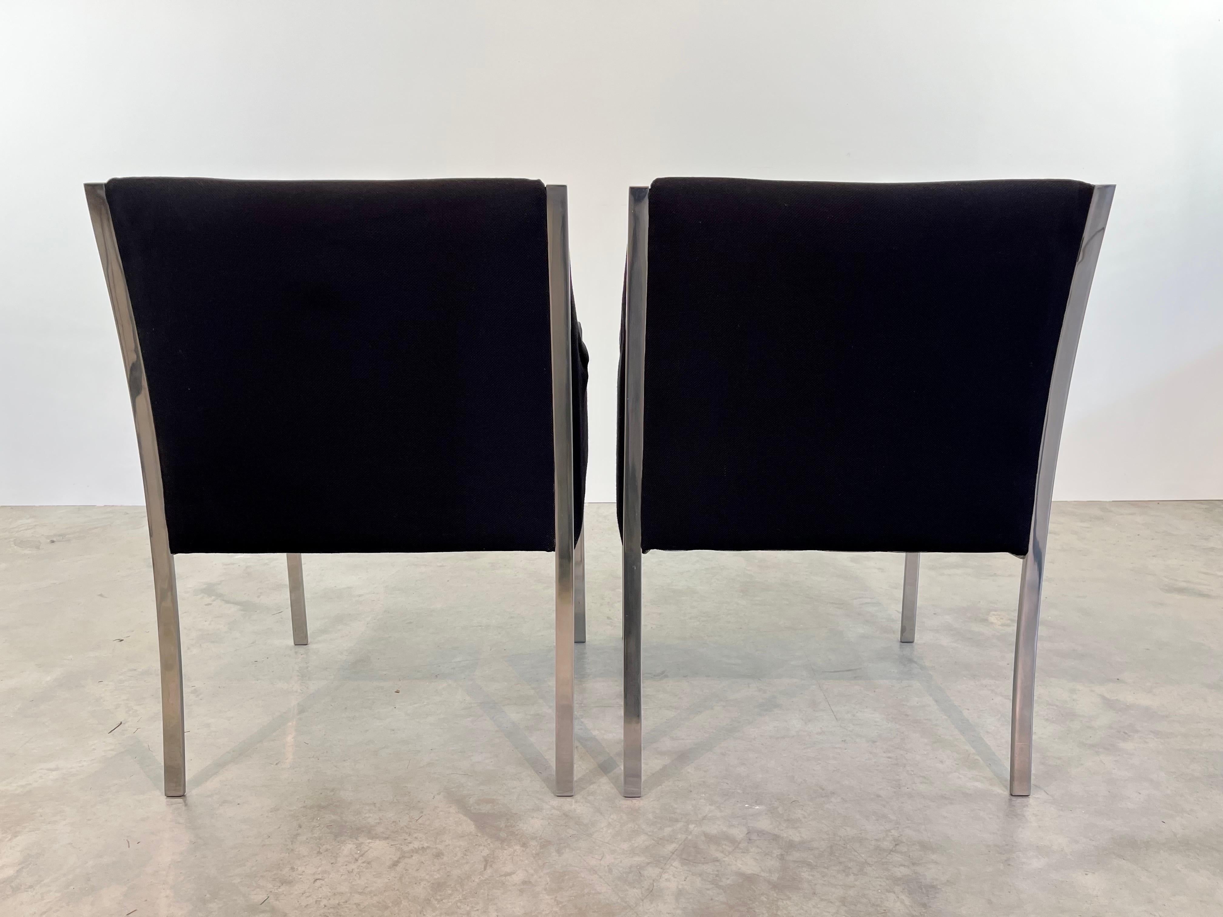 20th Century Scarce Pair of Jens Risom Sculptural Chromed Steel Lounge Chairs For Sale
