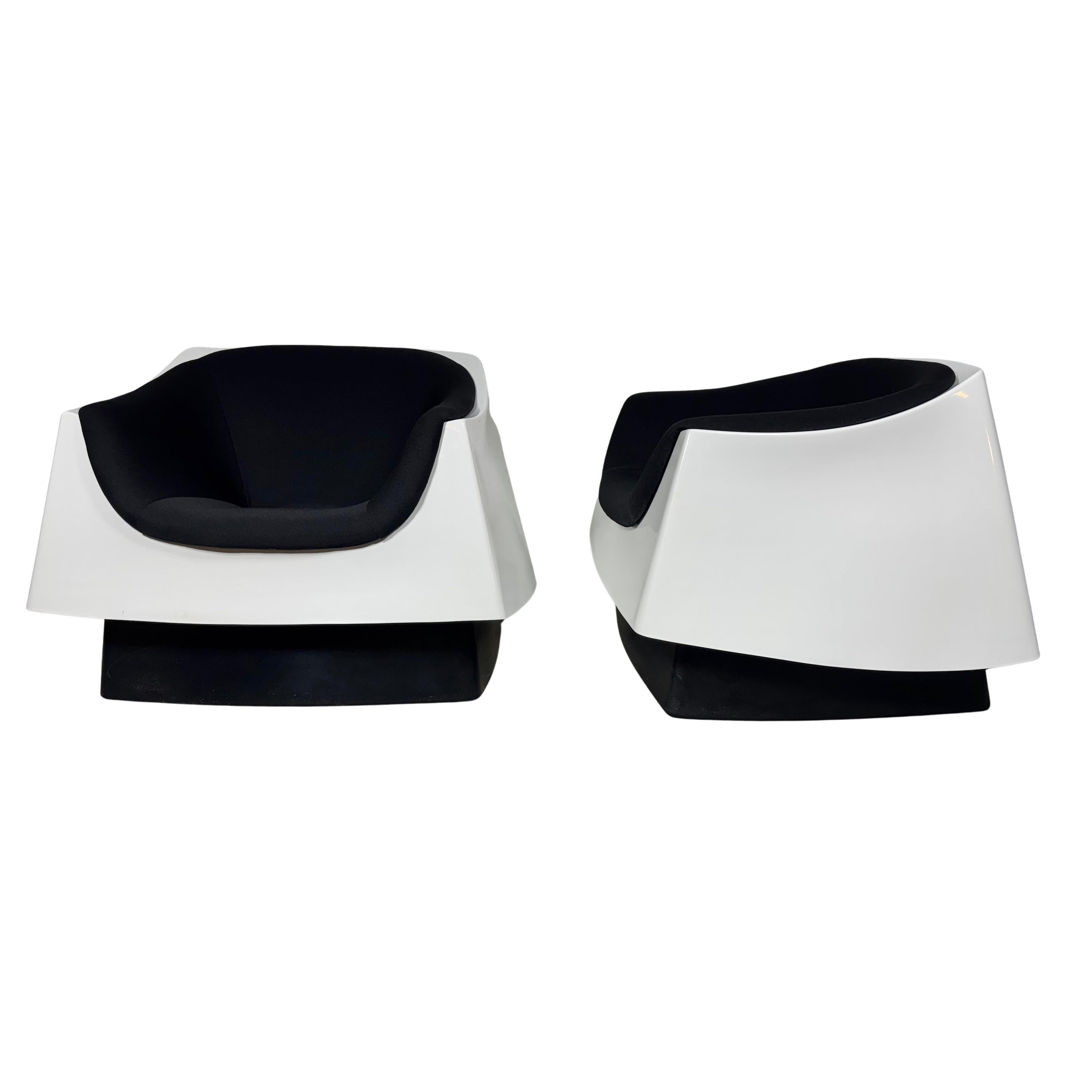 Scarce Pair Space Age , Modernist Fiberglass Chairs by Vecta Group