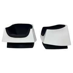Scarce Pair Space Age , Modernist Fiberglass Chairs by Vecta Group