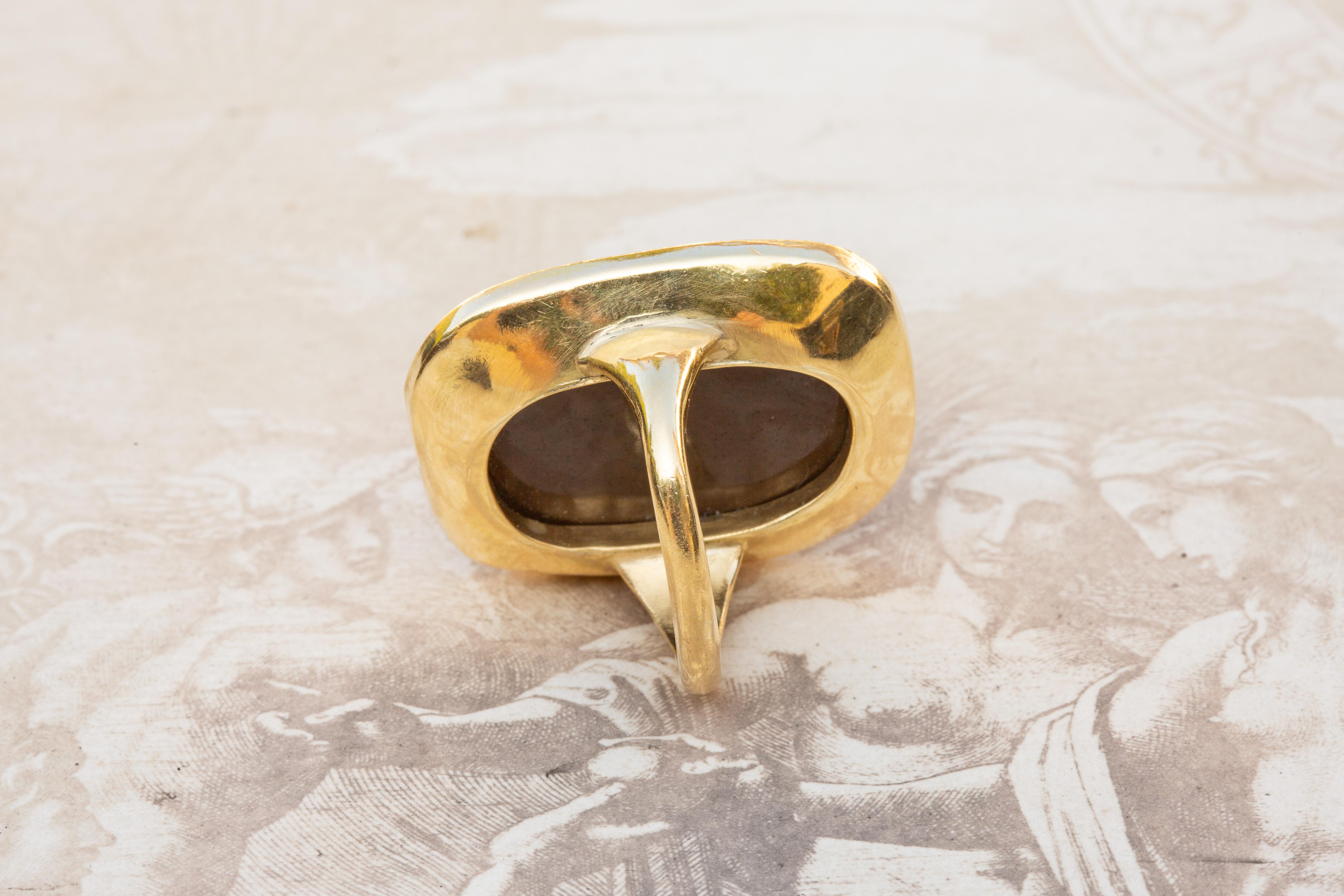 Scarce Renaissance Italian Cameo Ring 17th Century of Emperor Hadrian 18K Gold  3
