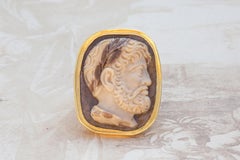 Scarce Renaissance Italian Cameo Ring 17th Century of Emperor Hadrian 18K Gold