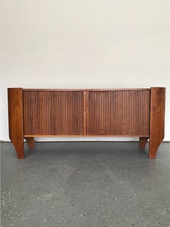 Scarce Sculptural Tambour Door Walnut Credenza by Henry P. Glass