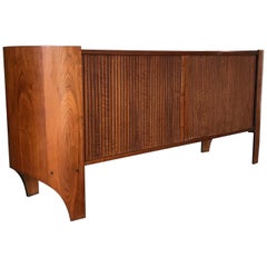 Scarce Sculptural Tambour Door Walnut Credenza by Henry P. Glass