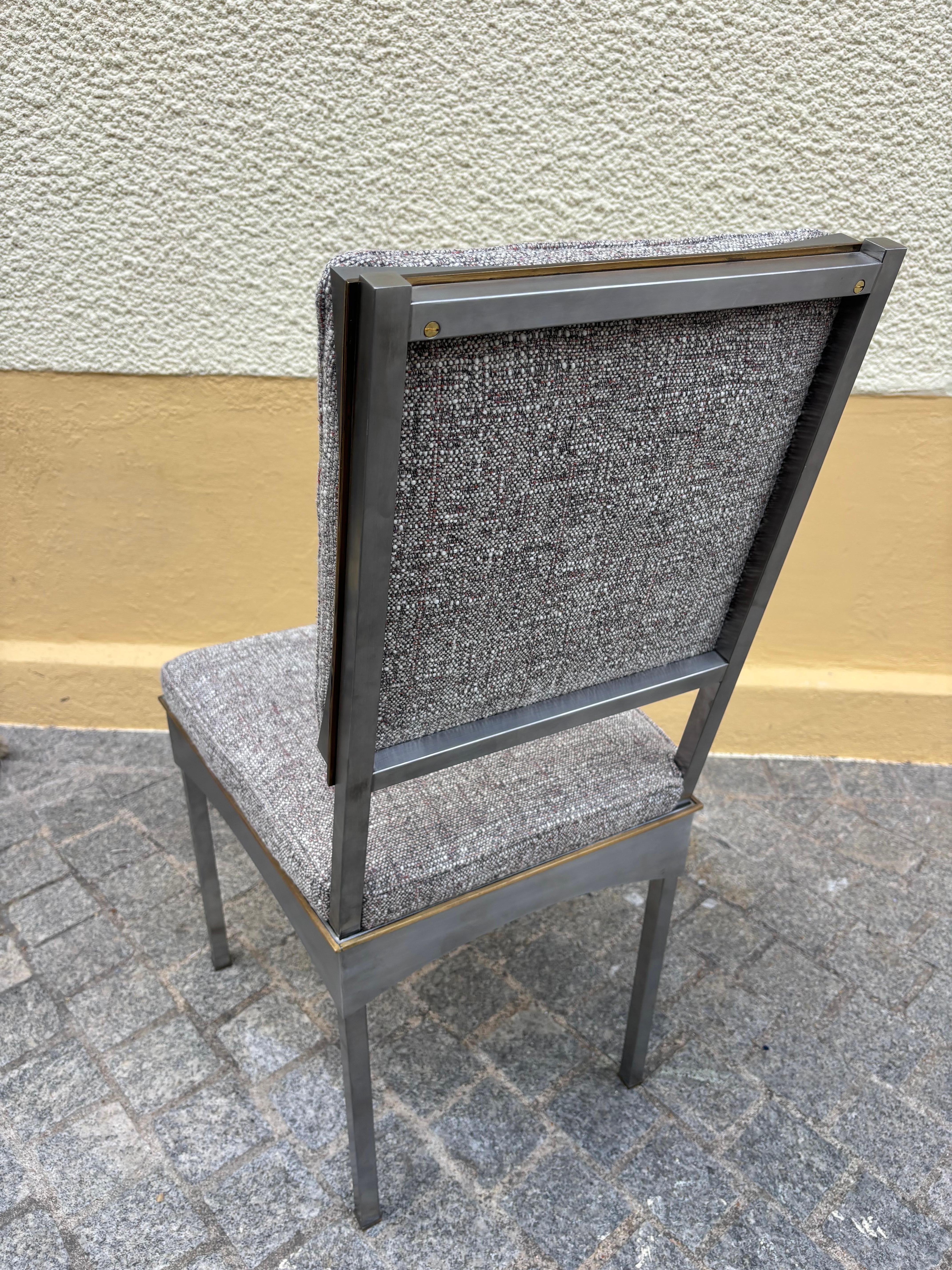 Brass Scarce set of 12 chairs by Daniel Passegrimaud For Sale
