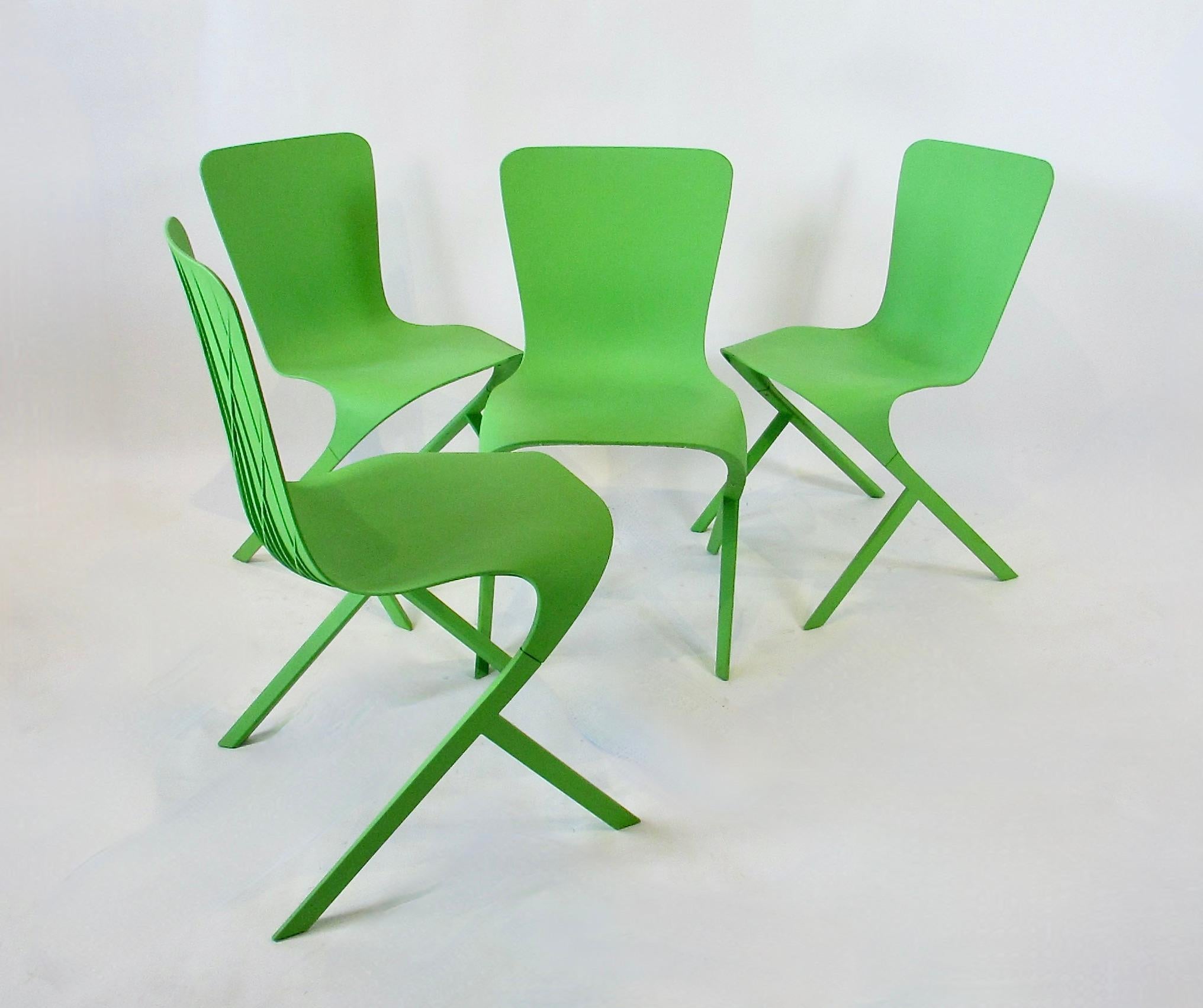 Postmoderne Rare ensemble de quatre  Chaises Green Washington 