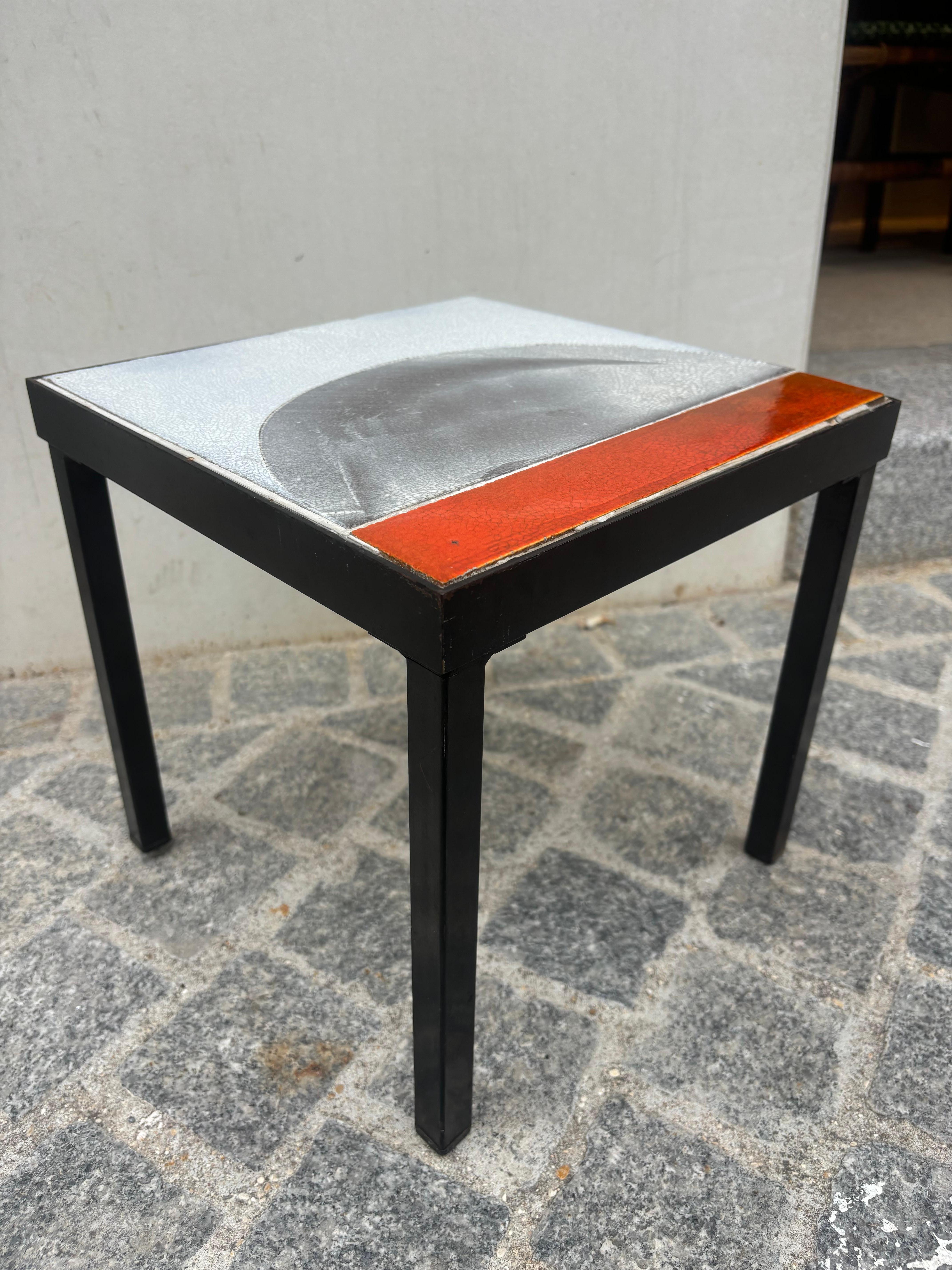 Scarce side table by Roger Capron For Sale 4