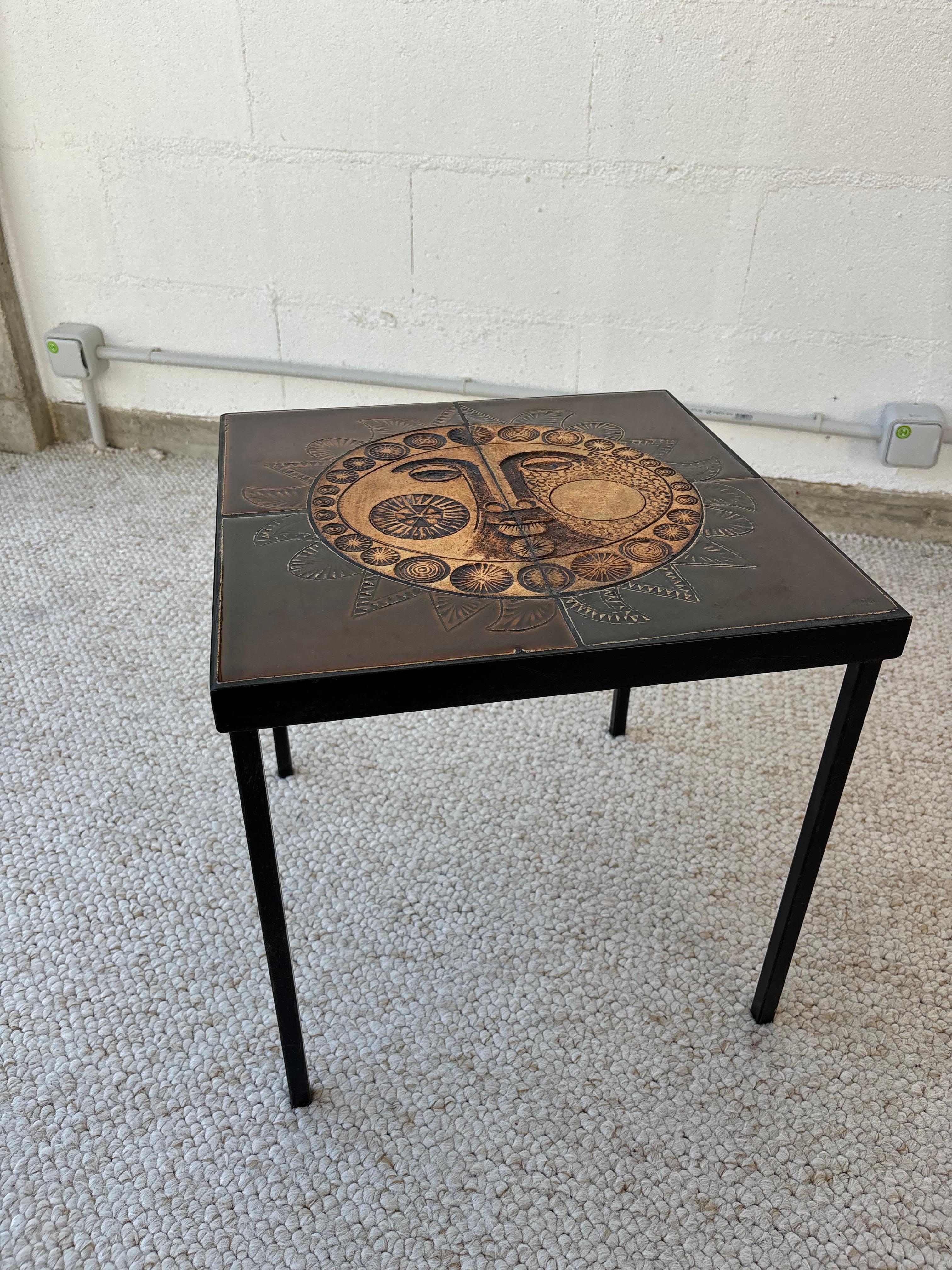 Scarce side table by Roger Capron For Sale 5