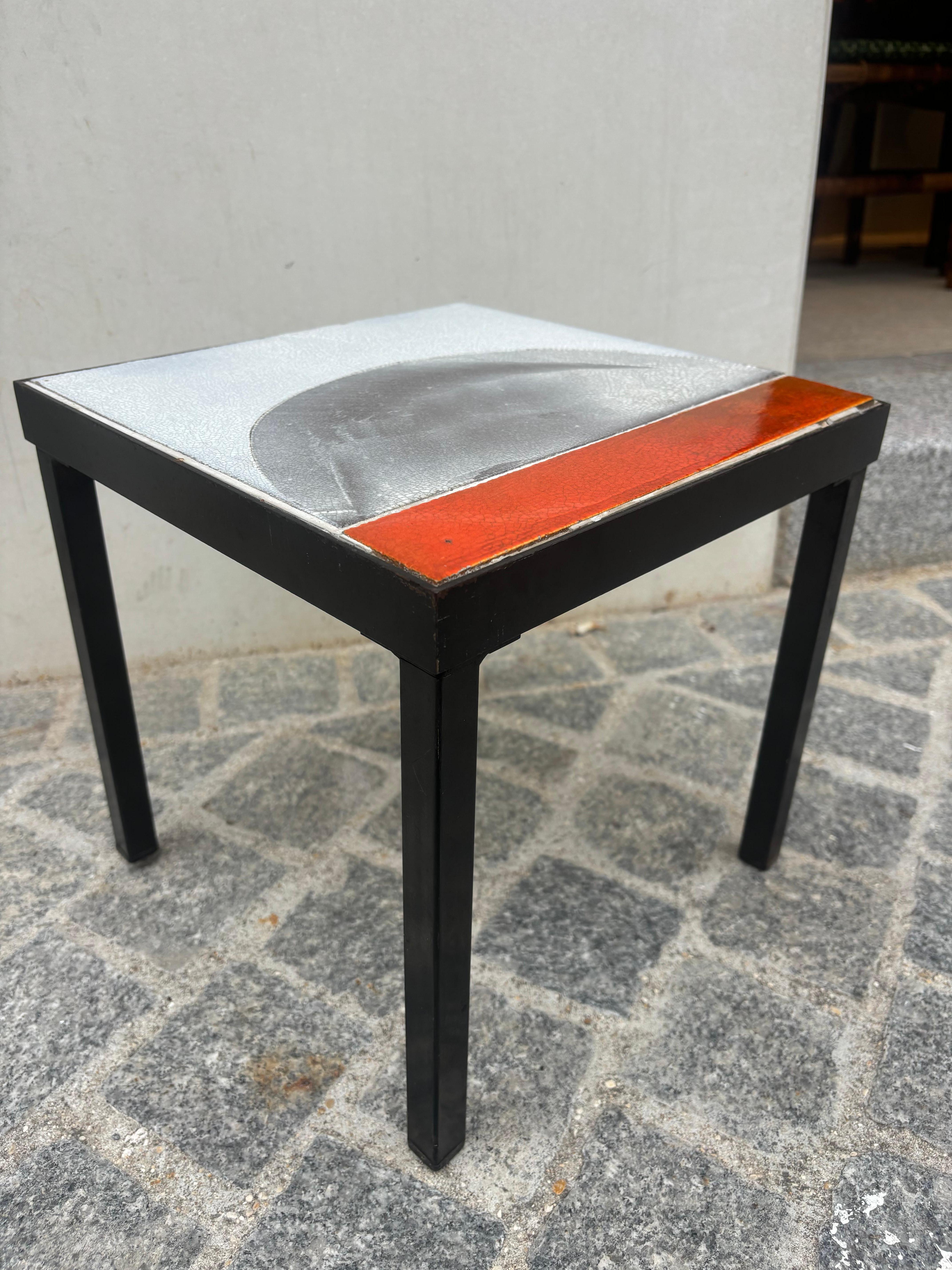 Scarce side table by Roger Capron For Sale 5