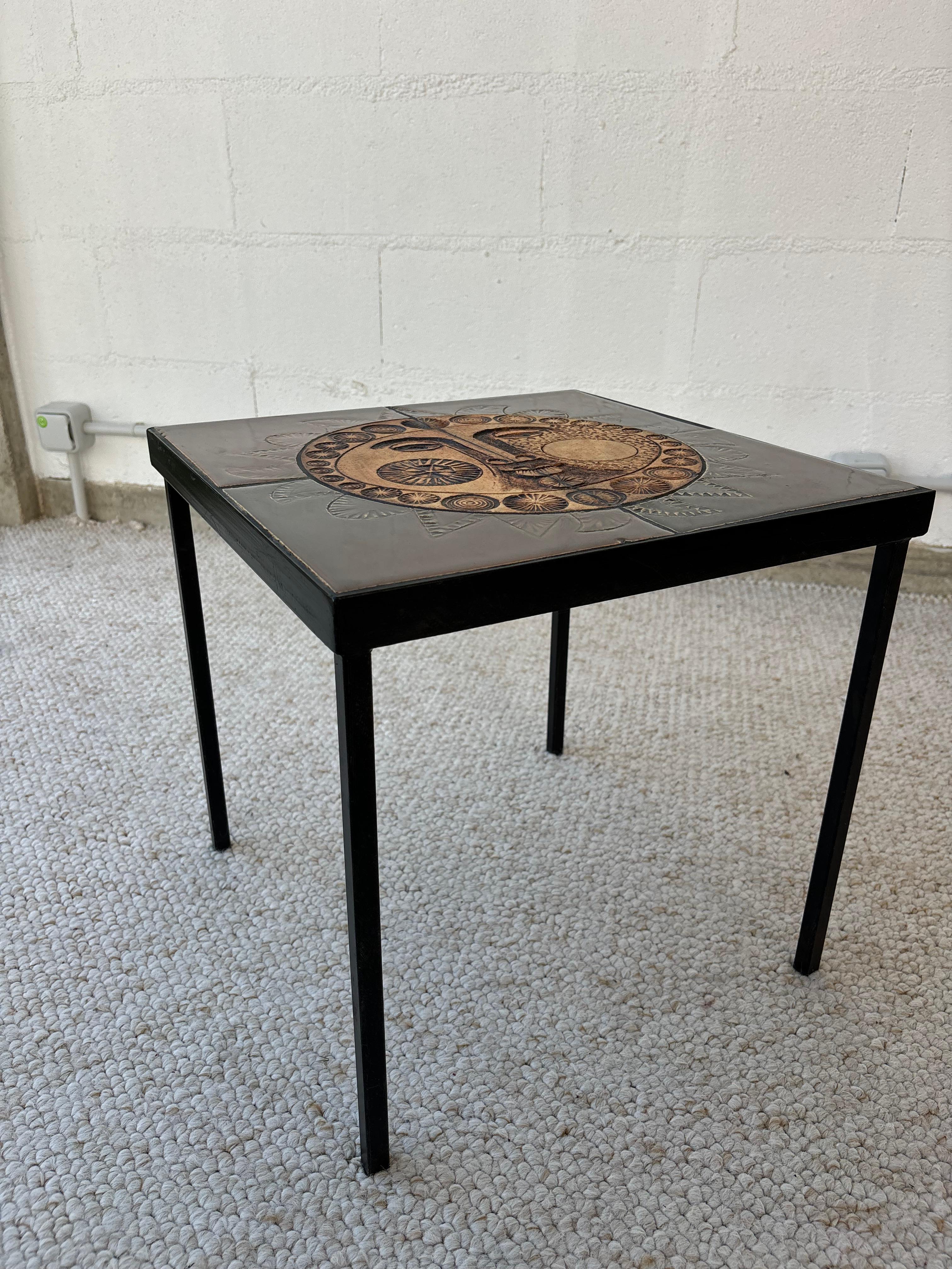 Scarce side table by Roger Capron For Sale 6