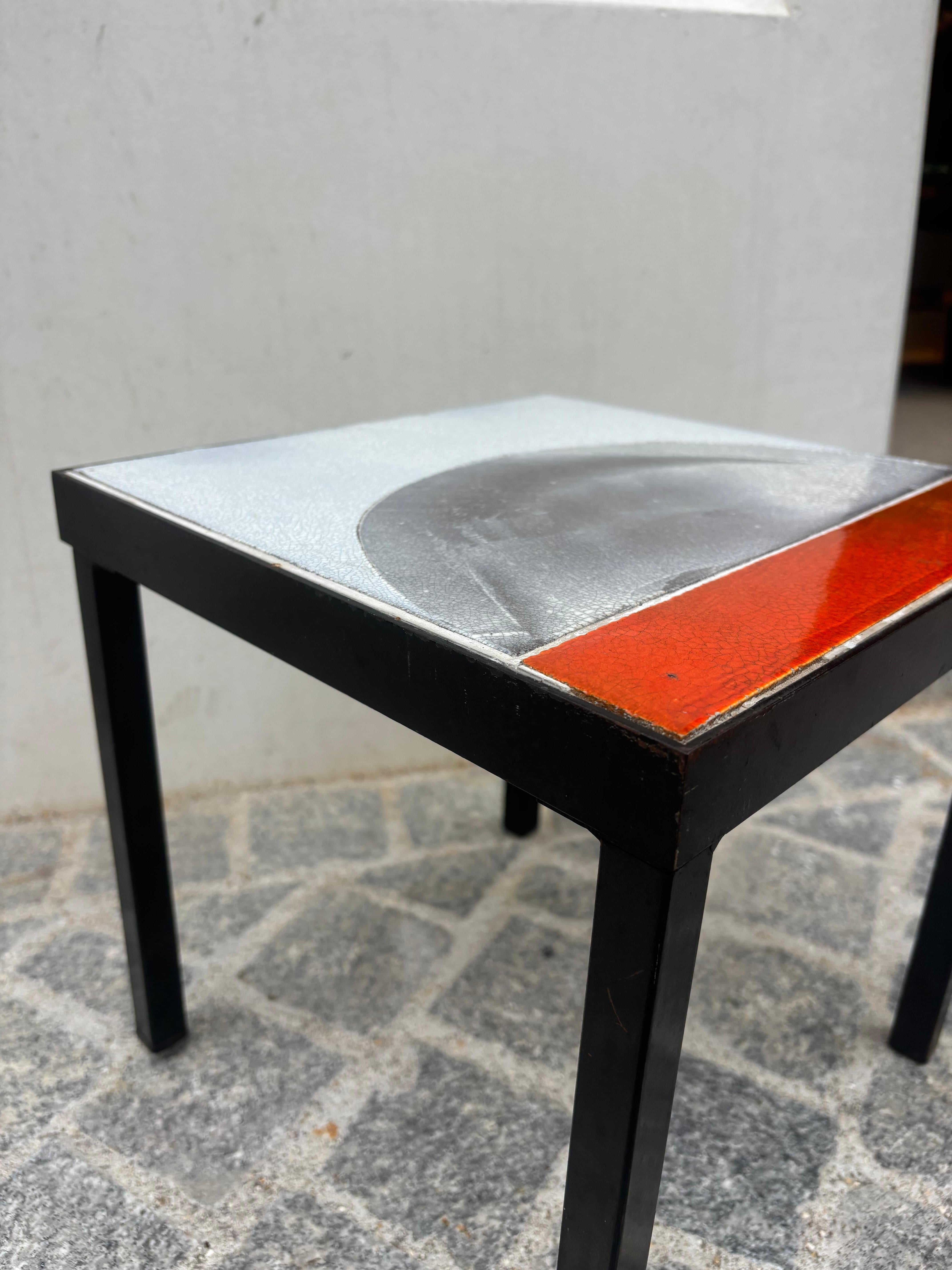 Scarce side table by Roger Capron For Sale 6