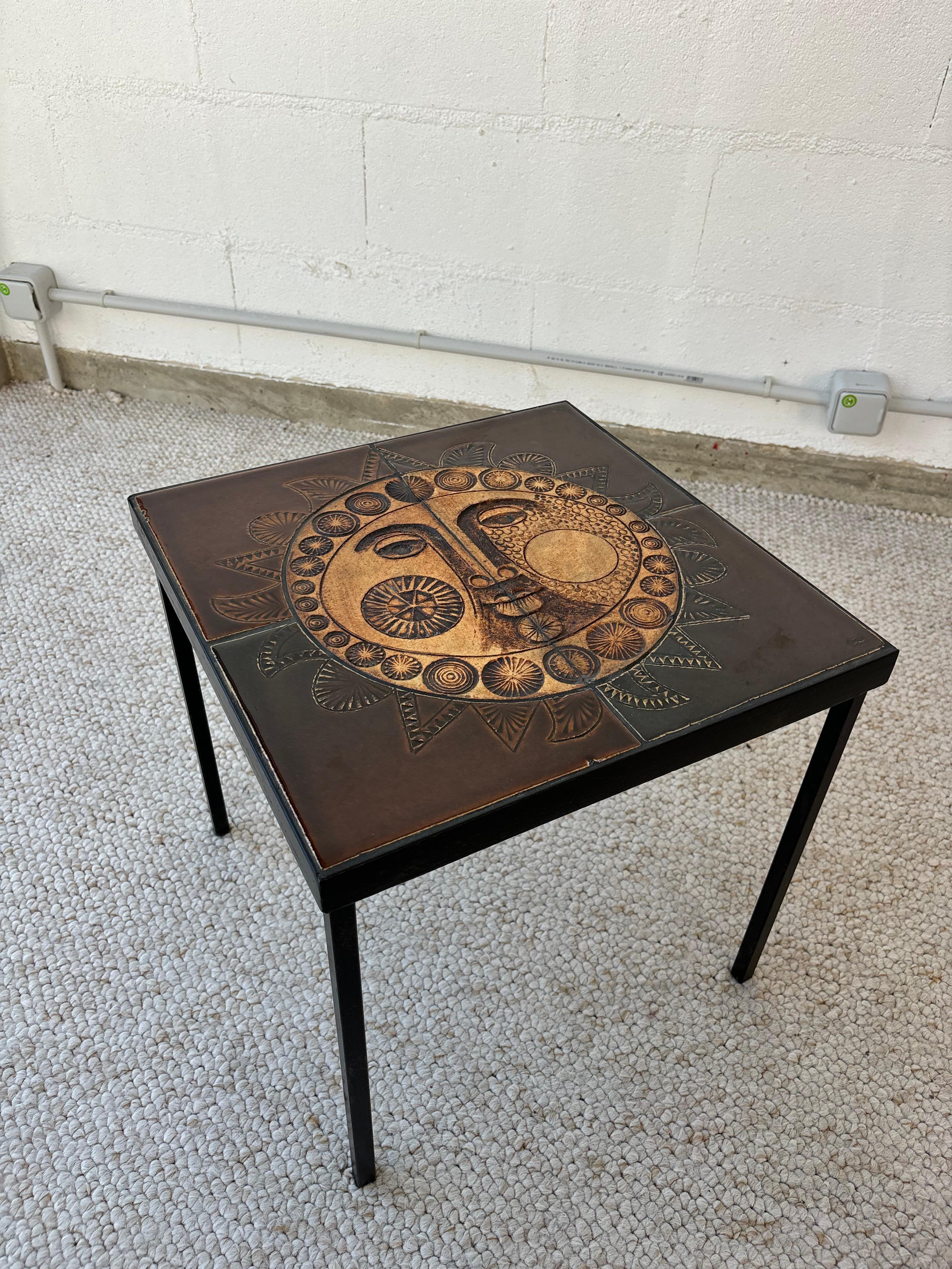 Scarce side table by Roger Capron For Sale 7