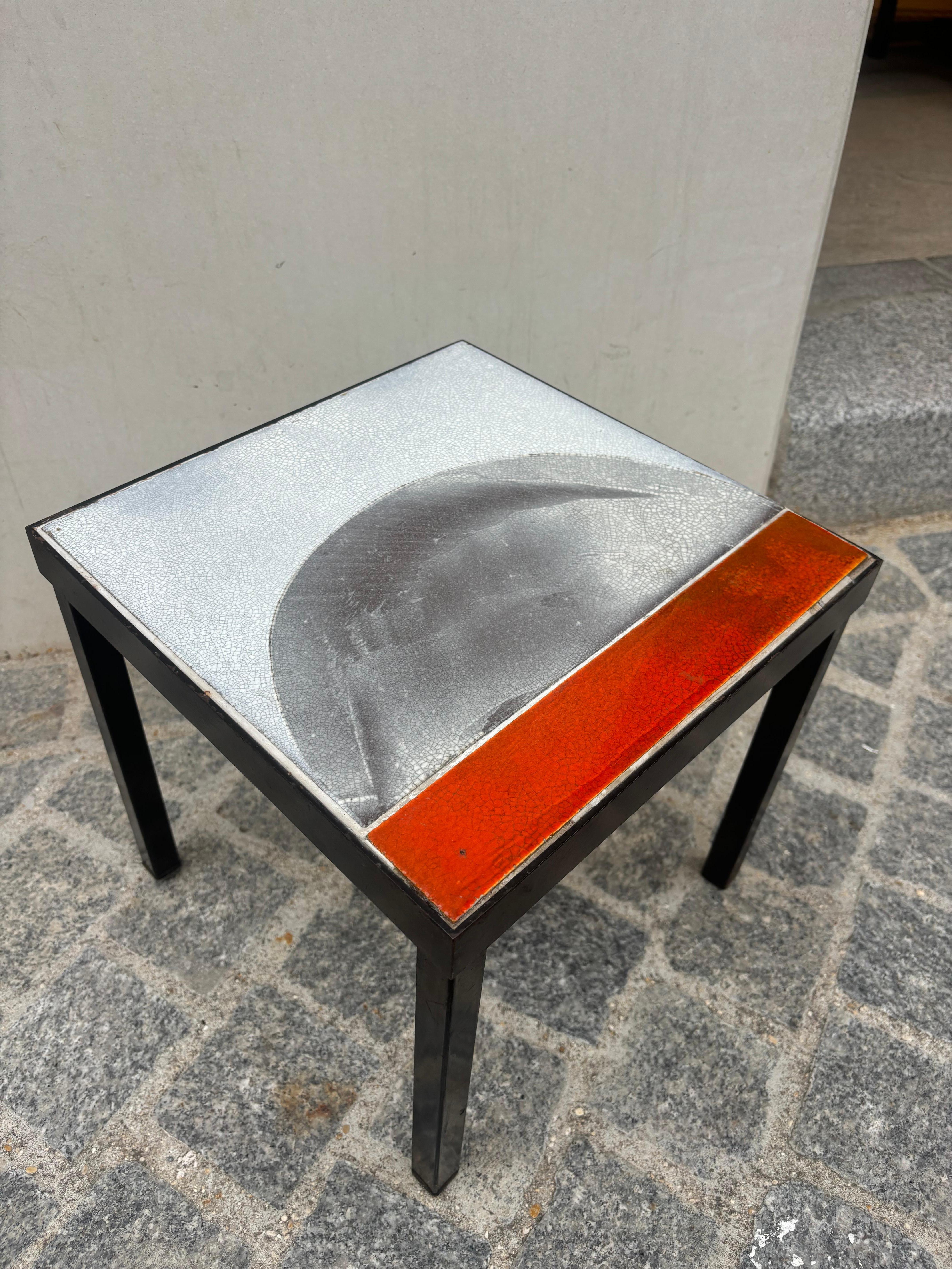 Scarce side table by Roger Capron For Sale 7