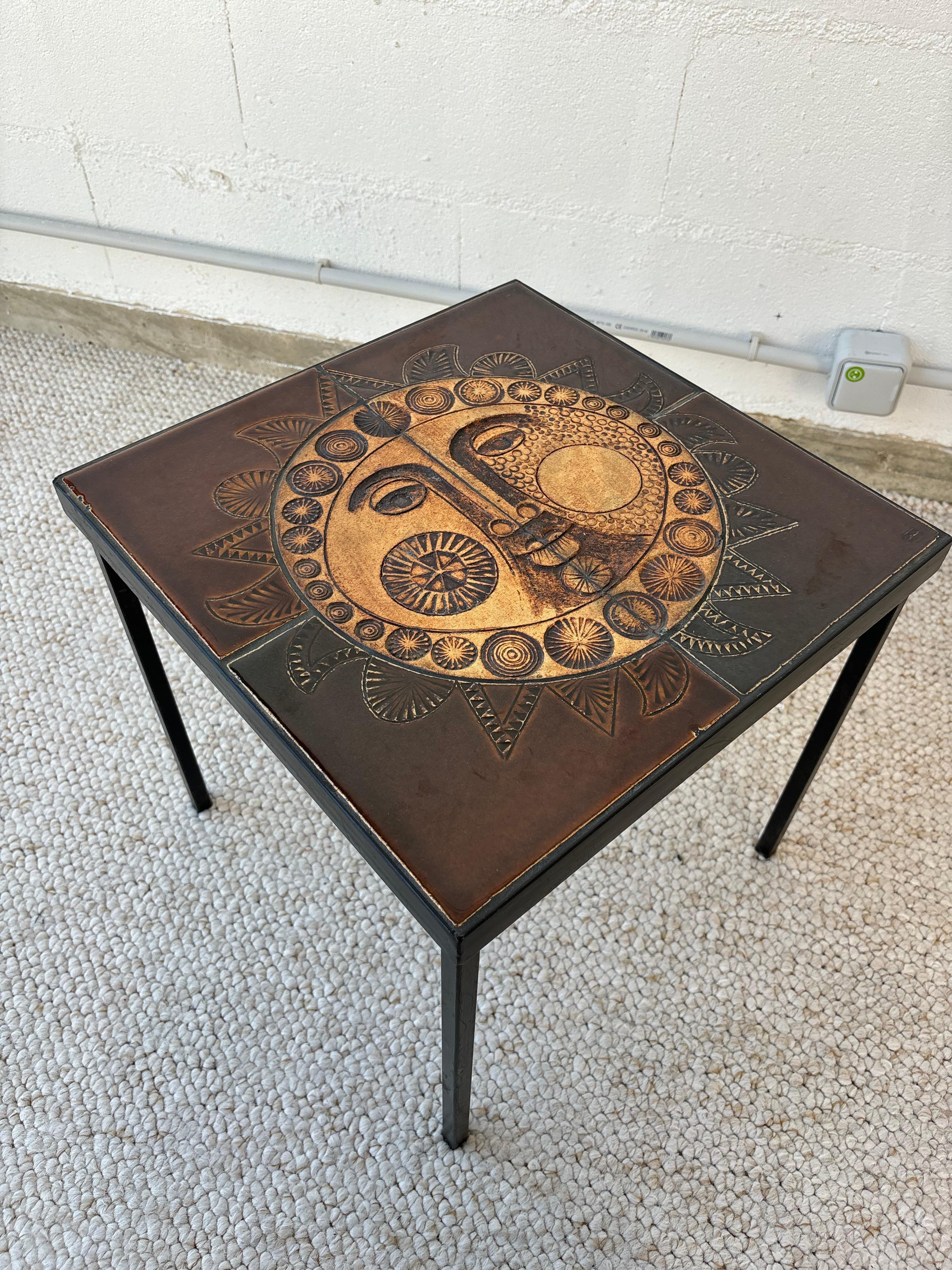 Scarce side table by Roger Capron For Sale 8